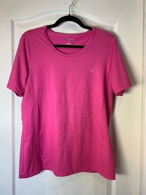 Champion Performance T-Shirt Fuchsia Pink Geometric Print Size M Athletic Active
